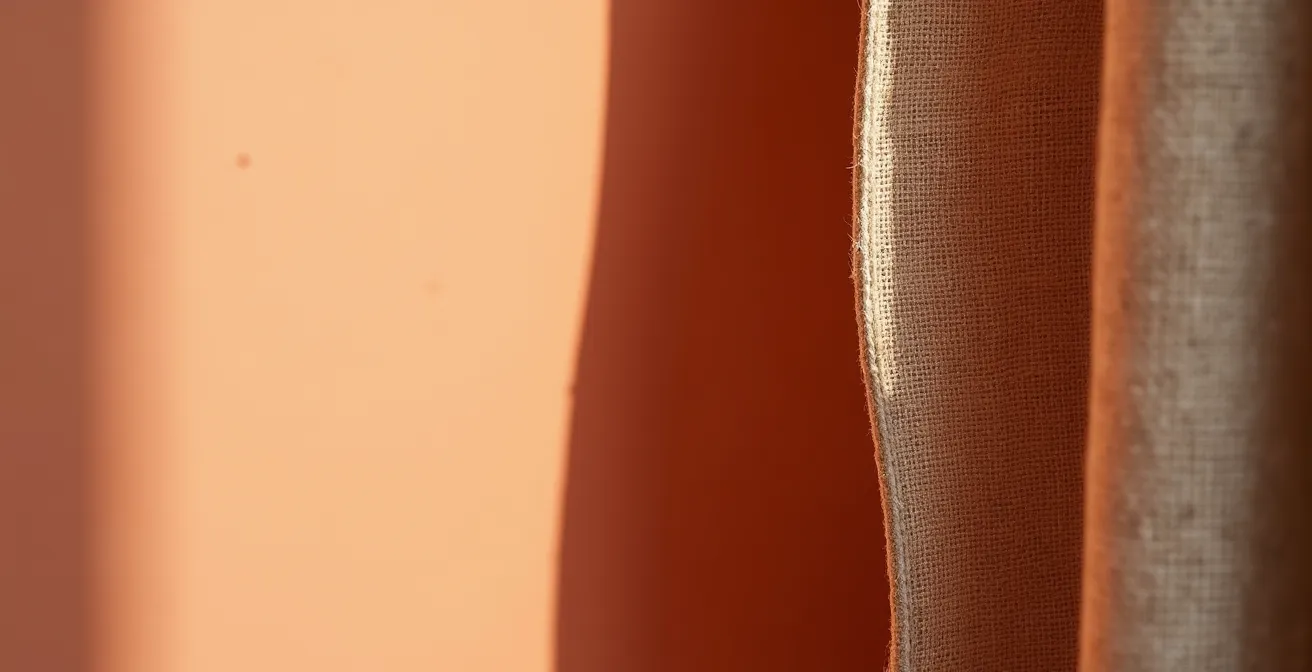 Dormitorio con técnica color drenching en tonos cálidos terracotas