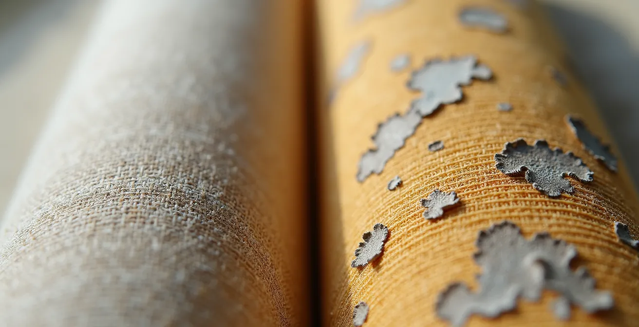 Comparación visual del deterioro de materiales de interior usados en exterior